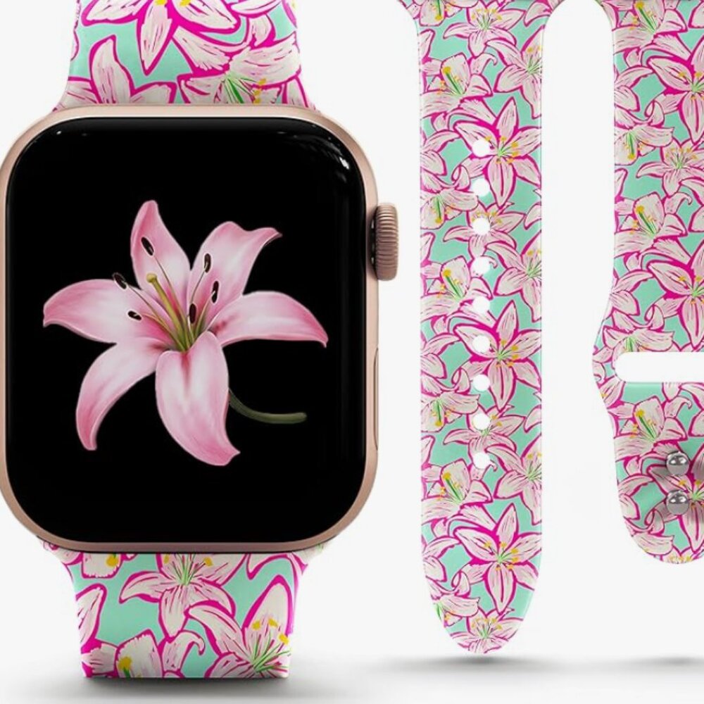🌸 Flowers  Silicone Watch Band Compatible with Apple Watch